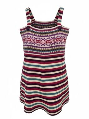 Moda International 100% Lambswool Fair Isle Stripe Knit Mini Dress L